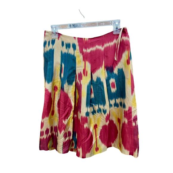 Lauren Ralph Lauren modern Maasai watercolor 100% silk skirt pockets women’s 12 - Picture 4 of 8